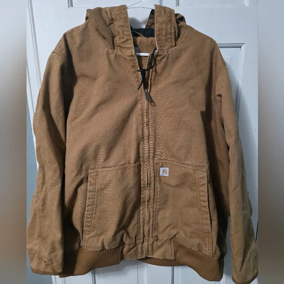 Carhartt Active Jac-Loose Fit Washed Duck Hooded Jacket Brown Womens XXL(20) - Picture 1 of 6